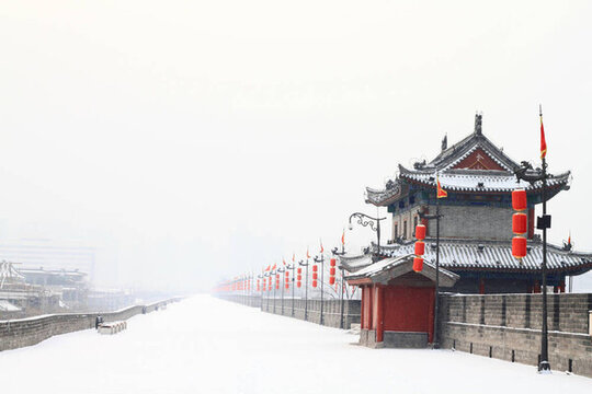 古代西安被第一場雪2011南城墻門。