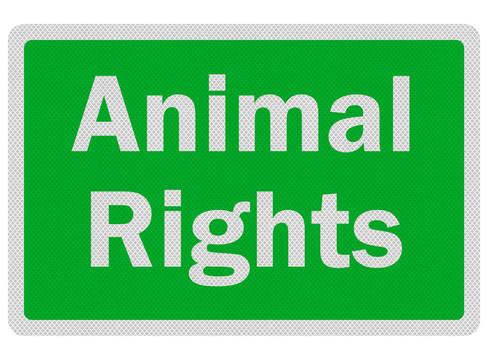 照片逼真的動物權利標志；孤立的白色
