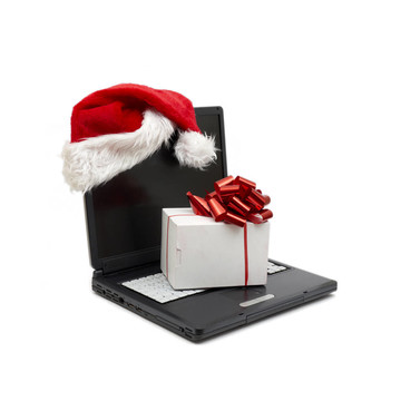 筆記本電腦上的Santa帽子