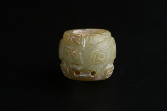 商代玉器 商代人面紋玉射