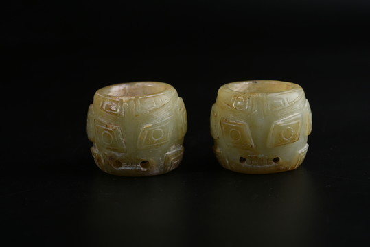 商代玉器 商代人面紋玉射