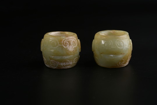 商代玉器 商代人面紋玉射