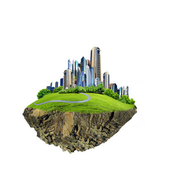 自然景觀包圍的現(xiàn)代城市