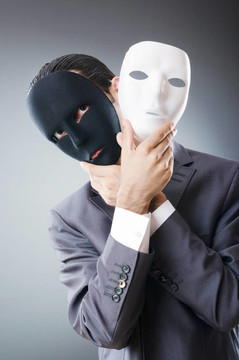 工業(yè)espionate概念與蒙面的商人