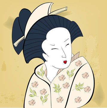 在復(fù)古的背景藝妓