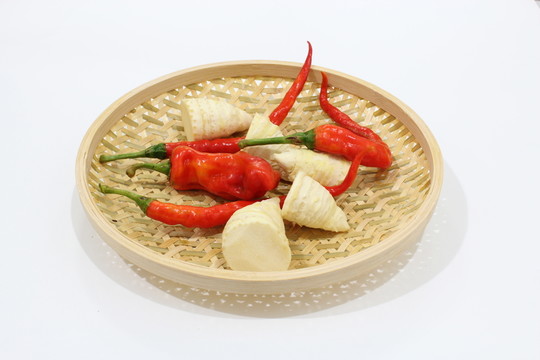 冬筍 紅辣椒 簸箕 健康 素食
