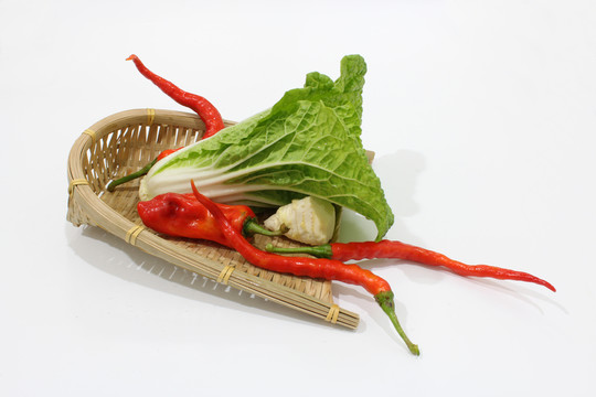 卷心菜 冬筍 紅辣椒 簸箕