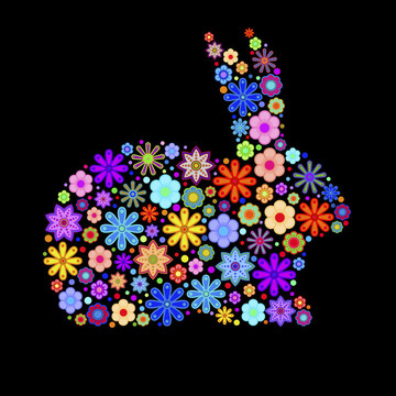 春天兔兔與Flowers Motif