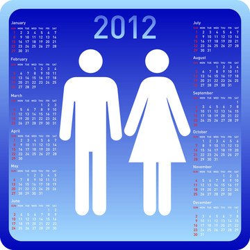 日歷中的女人與男人