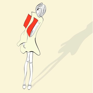 年輕女人與書