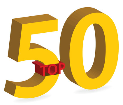 3D黃金頂部50符號隔離