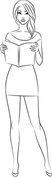 美麗女孩與書。
