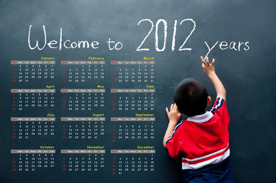 2012日歷與一個(gè)男孩