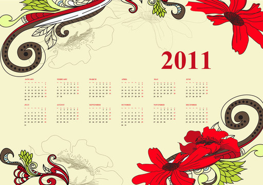 老式日歷2011