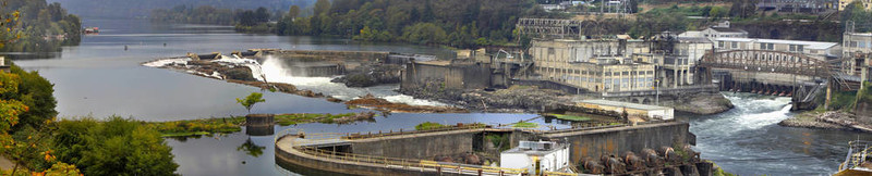 Willamette Falls Dam在俄勒岡市全景圖3