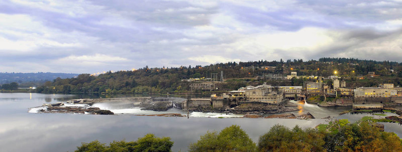 Willamette Falls Dam在俄勒岡市全景圖4