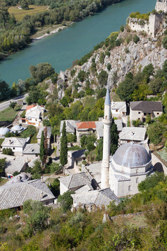 清真寺在Pocitelj；Bosnia