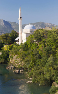 清真寺在莫斯塔爾；Bosnia