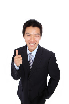 年輕商人喜歡或良好的手勢