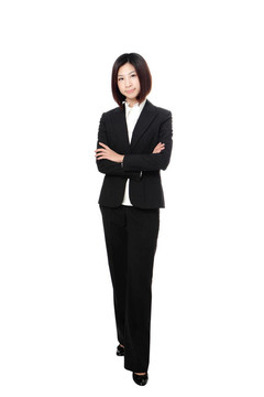 全長(zhǎng)商業(yè)女性自信微笑站
