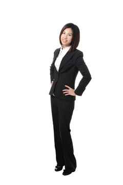 全長商業(yè)女性自信微笑站