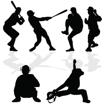 棒球運動員黑色剪影