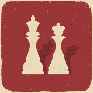 國王與王后。復古象棋背景；圖；eps10。