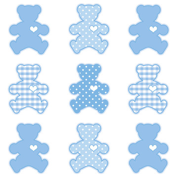 Teddy Bears；格子和Polka Dots