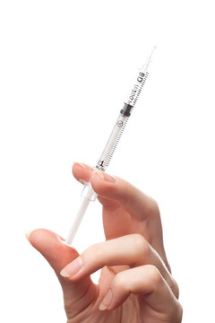帶注射器的女性手