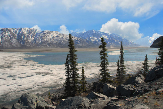 Mountains和阿拉斯加景觀湖