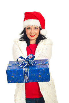 戴著Santa帽子的女人