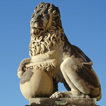 古色古香的獅子雕塑從意大利花園；Boboli；佛羅倫薩