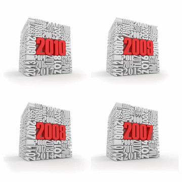 新的一年2010；2009；2008；2007。