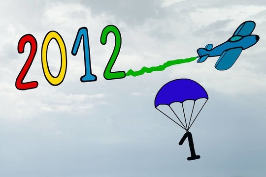 2012新的一年；旗幟；飛機