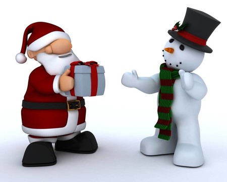 Santa Claus Caricature和雪人