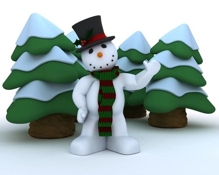 在帽子和圍巾的雪人