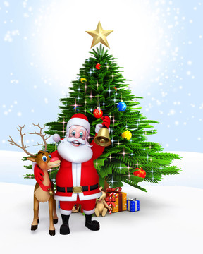 Santa與馴鹿和貝爾