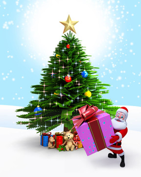 Santa的禮物和圣誕樹(shù)。