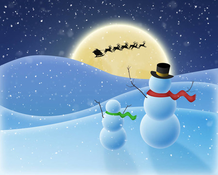 兩個雪人看Santa