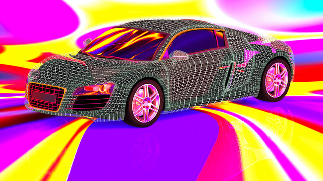 3D汽車導(dǎo)線模型白背景