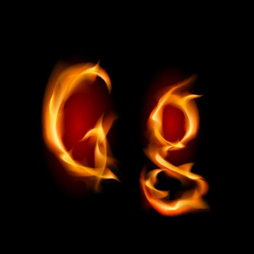 火熱的字體。字母G