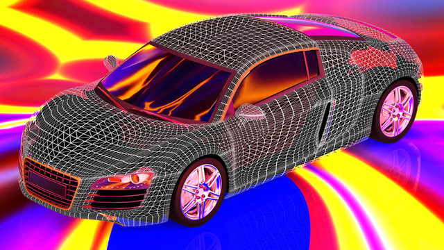 3D汽車導(dǎo)線模型白背景