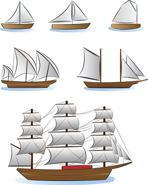 帆船和輪船插圖