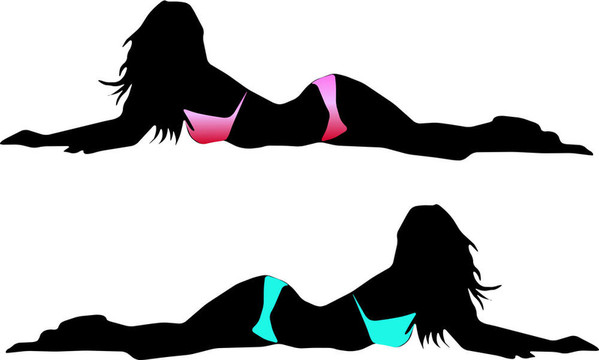 Bikini的女人剪影
