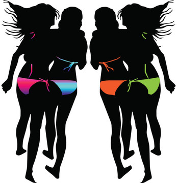 Bikini的女人剪影