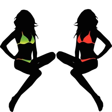 Bikini的女人剪影