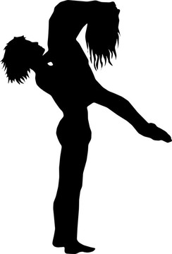 芭蕾舞蹈的女孩和男孩剪影