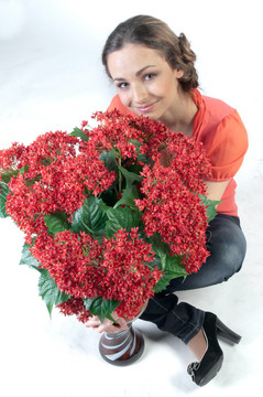 女孩和花
