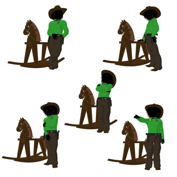青少年牛仔插畫