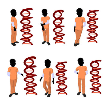 非洲裔男孩插畫剪影